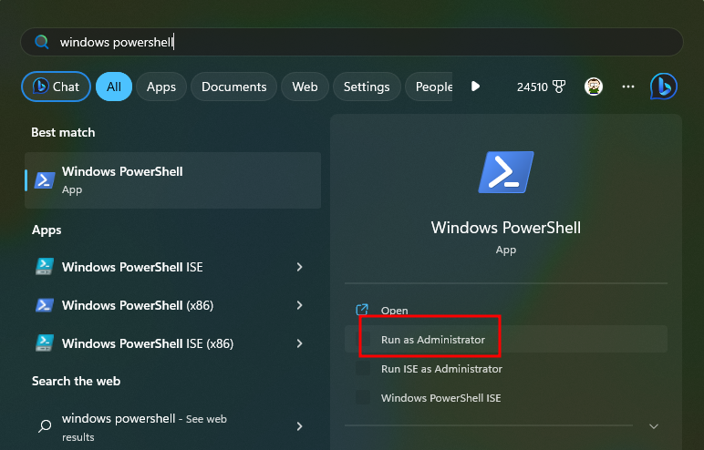 Windows PowerShell - Admin
