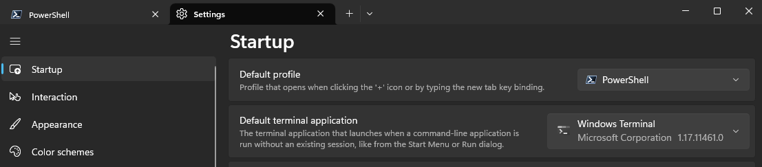 Terminal Defaults